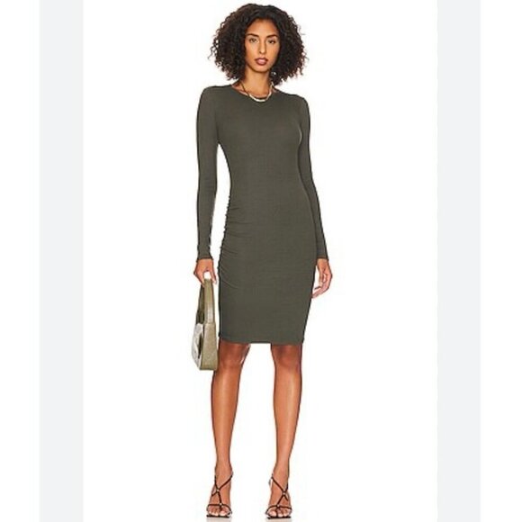 Michael Stars Dresses & Skirts - Michael Stars Olive Green Jordan Mini Bodycon Long Sleeve Dress Size Medium